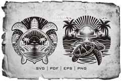 Tropical Sea Turtle Silhouette Vector Bundle Product Image 7
