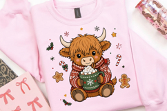 Baby Highland Cow PNG, Christmas Highland Cow Drinking Product Image 3