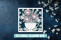 6 Layered Floral Teacup 3D Floral Shadow Box SVG Product Image 5