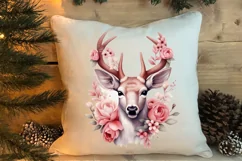 Watercolor Christmas Deer Head Clipart Sublimation Product Image 4