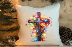 Christmas Cross Watercolor Clipart, Jesus Christ Clipart Product Image 4