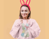 Faux Yarn Easter Bunny PNG, Preppy Easter PNG, Patchwork PNG Product Image 2