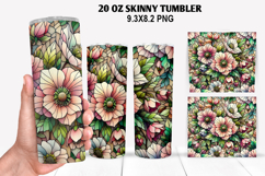Flower Skinny Tumbler 20oz Wrap Design, Winter Tumbler Wrap Product Image 1