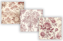 Pink French Toile De Jouy Seamless Pattern Bundle, Vintage Product Image 4