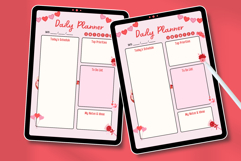 Valentine Daily Planner Template Cute Pink Heart Planner Product Image 4