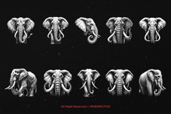 10 Bundle Dark Art Elephant Head Gothic Style Animal Tattoo Product Image 6