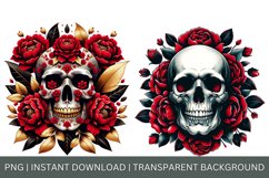 Skull watercolor, Floral skull art, Gothic flowers Clipart Product Image 4