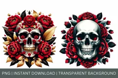 Skull watercolor, Floral skull art, Gothic flowers Clipart Product Image 4