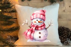 Cute Pink Christmas Snowman Sublimation Clipart Product Image 4