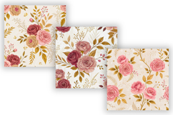Vintage Roses Seamless Pattern, Antique Pink and Gold Accent Product Image 4