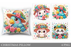 Spring Animals Pillow Design. Spring Pillow Sublimation Product Image 1