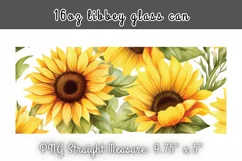 Sunflower Watercolor 16 oz Tumbler Wrap Libbey Glass Can Product Image 2