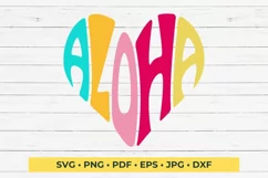 Aloha word art in the shape of a heart SVG Cut File Product Image 3