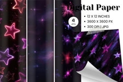 Moon Star Cloud Watercolor Background Digital Paper Pattern2 Product Image 1