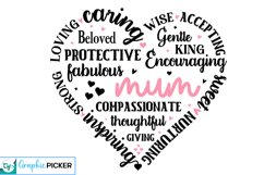 Mother Heart Shape SVG | Mother&#039;s Day Heart SVG PNG Product Image 1