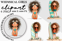 Whimsical Summer Girl Clipart Watercolor Png Product Image 1