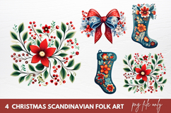 Christmas Scandinavian Folk Art Sublimation Clipart Product Image 1