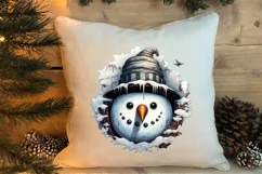 Watercolor Peeking Santa and Snowman Clipart, Christmas PNG Product Image 4