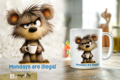 Funny Woodland Bear, Coffee mug wrap sublimation Product Image 1