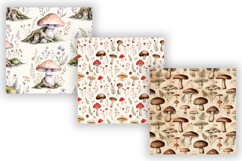 Mushroom Cottagecore Digital Paper Pack, Seamless Watercolor Product Image 4
