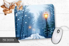 Snowy Village Lanterns and Christmas Decorations Mouse Pad Product Image 1