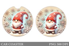 Cute Gnome Car Coaster. Christmas Car Coaster Sublimation Product Image 1