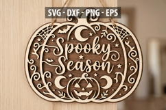 Spooky Season SVG, Halloween Pumpkin Door Hanger SVG, Laser Product Image 1