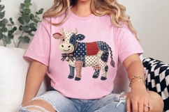 4th of July Farm Animals Faux Patchwork Sublimation PNG. Product Image 4