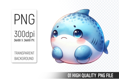 Cute Shark Clipart PNG, Printable Animals, Wildlife Design Product Image 1