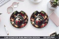 Christmas Owls Car Coaster Sublimation|Christmas Coaster PNG Product Image 1