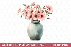 Watercolor Pink Spring Clipart Bundle Product Image 7