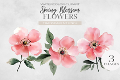 Spring Blossom Flowers Clipart, Watercolor Floral PNG. Product Image 1