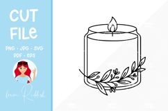 Floral candle Line Art Cut File Product Image 1