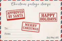Vintage Christmas Postage Stamps | Retro Mail Labels SVG PNG Product Image 1