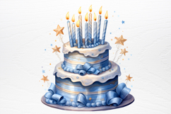 Blue Christmas Watercolor clipart PNG Product Image 4