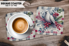 Dove, Birds &amp; Others, Buffalo Plaid Square Coaster PNG Product Image 1