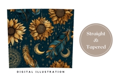 Sunflowers Tumbler Design, Boho Tumbler, Moon PNG Product Image 4