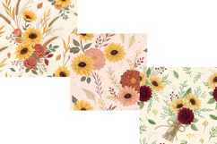 Autumn Sunflower Wedding Bouquet Digital Paper Product Image 4