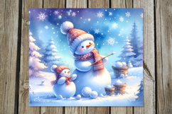 Christmas snowman card | Xmas Skinny tumbler sublimation Product Image 4