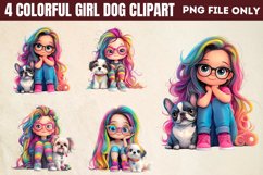 Colorful Girl Dog Clipart PNG Product Image 1