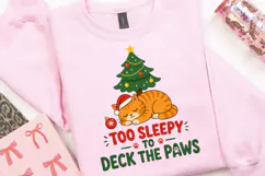 Orange Cat Christmas PNG, Too Sleepy To Deck The Paws PNG Product Image 2