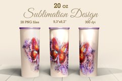 Sublimation Tumbler Design Watercolor Summer Butterfly 8 PNG Product Image 1