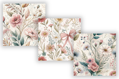 Coquette Wildflowers Seamless Pattern, Romantic Pink Floral Product Image 4