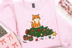 Christmas Cat PNG Clipart, Orange Tabby Cat Fallen Christmas Product Image 3