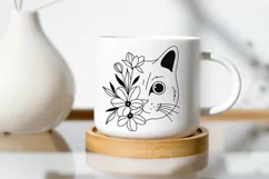 Cat with flowers svg, Cat face svg, Floral cat svg, png Product Image 4