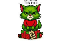 Green funny Christmas cat png design for T-shirts Product Image 1