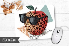 Leopard Print Apple with Sunglasses Mouse Pad PNG Product Image 1