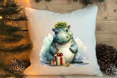 Cute Christmas Hippo Sublimation Clipart, Christmas Clipart Product Image 4