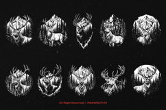 10 Bundle Dark Art Mountain Deer Wild Life Stag Animal Horn Product Image 6