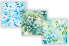 Spring Raindrop Seamless Pattern, Dewy Florals and Soft Blue Product Image 4